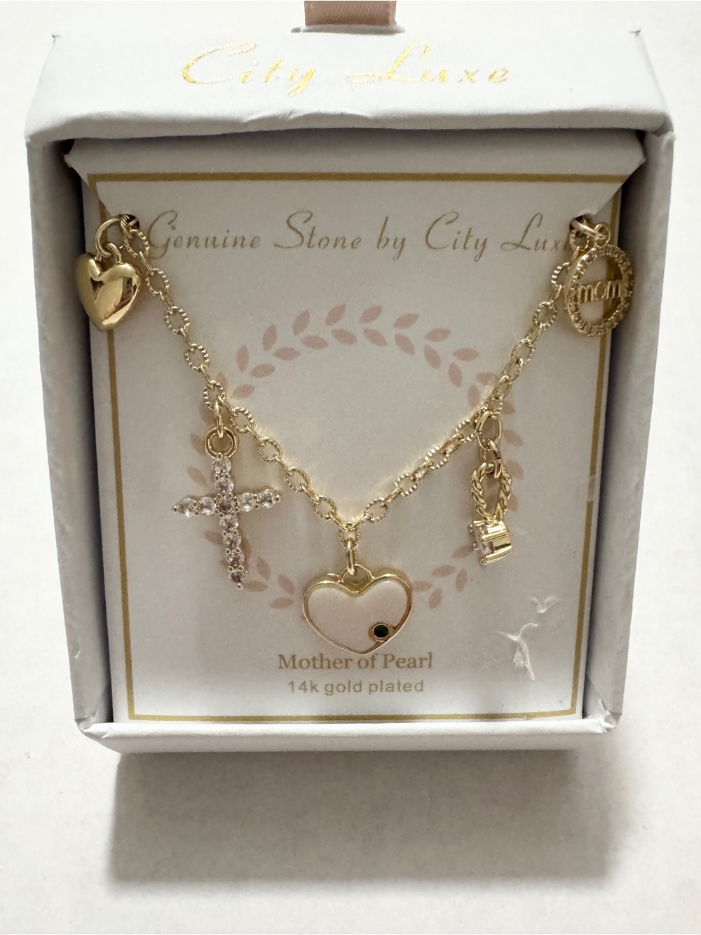 14k Gold-Plated Heart & Cross Charm Necklace - Gold